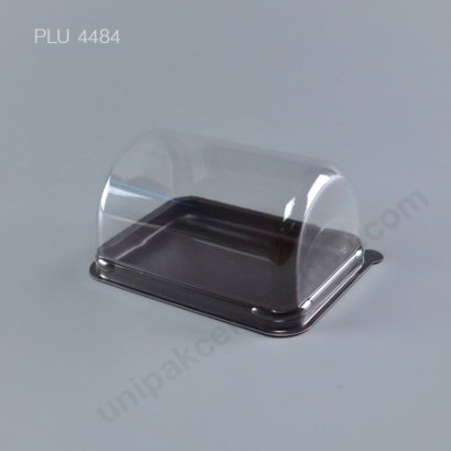 กล่องเค้ก แยมโรล 4 ชิ้น ทรงเหลี่ยม ฐานน้ำตาล+ฝาใส (Rectangular Cake Roll Box) E89