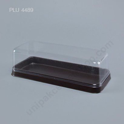 กล่องเค้ก แยมโรล สลัดโรล ทรงเหลี่ยม ฐานน้ำตาล+ฝาใส (Rectangular Cake Roll Box)