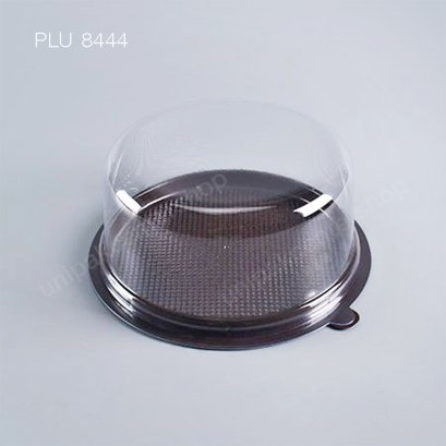 กล่องเค้กกลม PS  1 ปอนด์ ฐานน้ำตาล + ฝา PET ใส