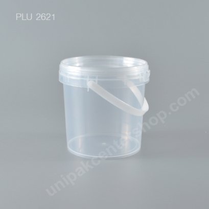 ถัง Safety Seal กลม PP  840 ml + ฝาใส + หูหิ้ว (NO.1625)