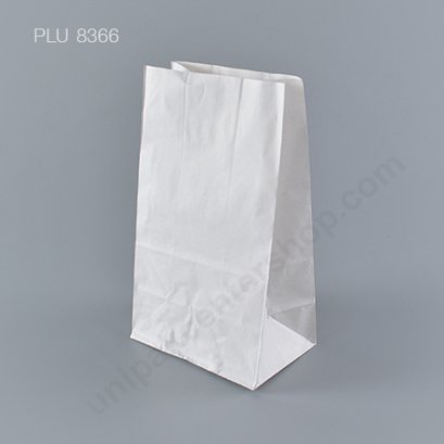 ถุงกระดาษพับข้างมีก้น สีขาว ขนาด 13 x 8 x 22 cm.