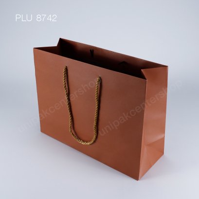 ถุงกระดาษหูหิ้วพรีเมี่ยม (ไซส์ L) สีน้ำตาล