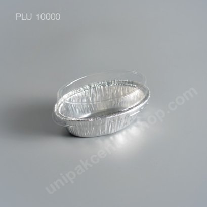 ถาดฟอยล์ วงรี-S - ไซส์เล็ก 6.3x4x4.3cm Silver (Small Oval Foil Tray) (SS) No.6003 + ฝา