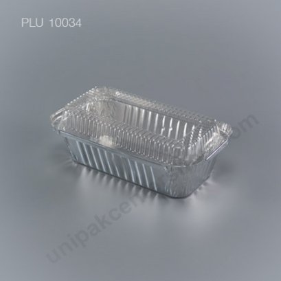 ถาดฟอยล์ สี่เหลี่ยมผืนผ้า-L - ไซส์ใหญ่ 11.2x18.3x5.6cm Silver (Large Rectangle Foil Tray) (SS) 4008 + ฝา