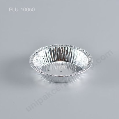 ถาดฟอยล์ กลม-S - ไซส์เล็ก Silver + เจาะรู (Small Round Foil Tray) No.3001