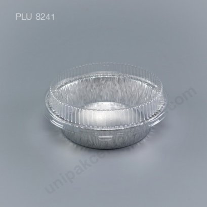 ถาดฟอยล์ กลม-M - ไซส์กลาง 14x11x5.7cm Silver + ฝา (Medium Round Foil Tray) NO.3381