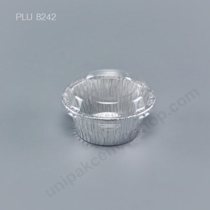ถาดฟอยล์ กลม-S - ไซส์เล็ก Silver + ฝา (Small Round Foil Tray) No.3404