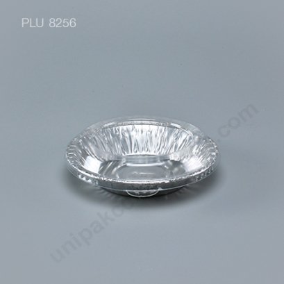 ถาดฟอยล์ กลม-M - ไซส์กลาง 4.5x11x8.5cm Silver + ฝา (Medium Round Foil Tray) NO.3206