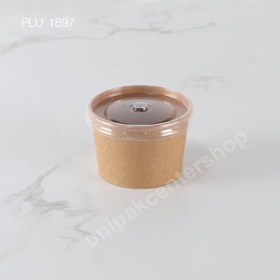 ถ้วยน้ำจิ้มกระดาษคราฟท์ 3.5 oz พร้อมฝา PP ใส
