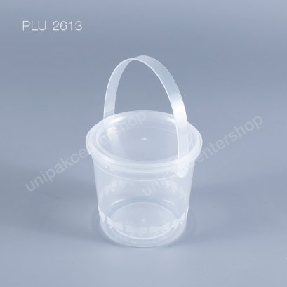 ถังลายโบว์เล็ก PP 280 ml + ฝาใส PP + หูหิ้ว
