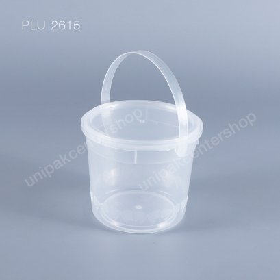 ถังลายโบว์เล็ก PP ใส 450 ml + ฝาใส PP + หูหิ้ว