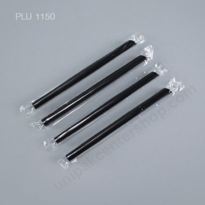 หลอดชาไข่มุกจัมโบ้ เนื้อ PP สีดำ ห่อฟิล์มใส