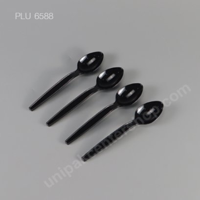 ช้อนพลาสติกสีดำ 6 นิ้ว