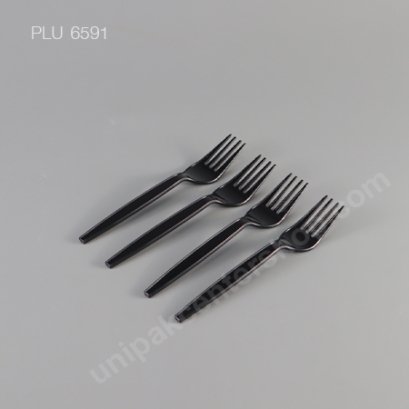 ส้อมพลาสติกสีดำ 6 นิ้ว