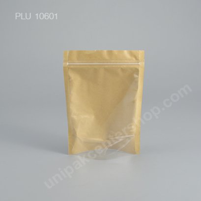 ถุงซิปล็อคหน้าใสหลังคราฟ 14 x 20 cm ก้น 4 cm