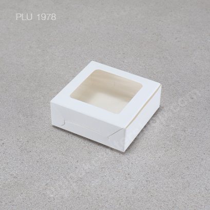 กล่องกระดาษขาวเจาะหน้าต่าง สำหรับบราวนี่ 1 ชิ้น