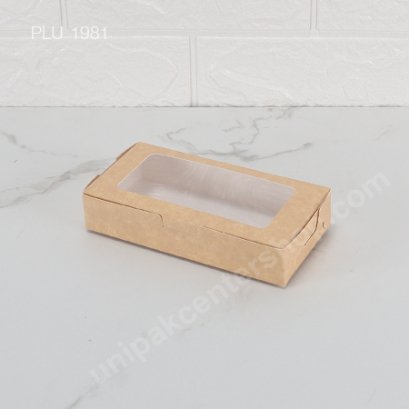 กล่องกระดาษคราฟท์เจาะหน้าต่าง สำหรับบราวนี่ 2 ชิ้น