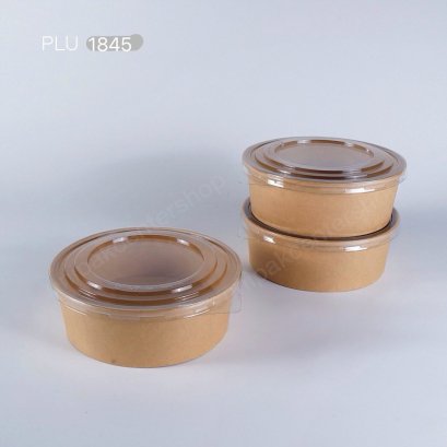 ถ้วยอาหารกระดาษคราฟท์กลม (XL) 1300 ml + ฝา PET ใส(copy)
