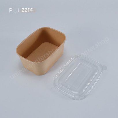 กล่องอาหารกระดาษคราฟท์ทรงรี 1000 ml + ฝา PET ใส CM-G6-103