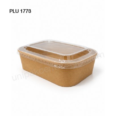 กล่องกระดาษคราฟวงรี KF-RT-580ml. + ฝาใส OPS