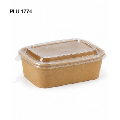 กล่องกระดาษคราฟวงรี KF-RT-750ml. + ฝาใส OPS