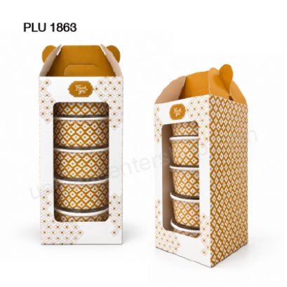 กล่องกระดาษหูหิ้วพิมพ์ลายเบญจรงค์ ขนาด 15.0 x 15.0 x 31.5 cm (ไม่รวมหูหิ้ว)