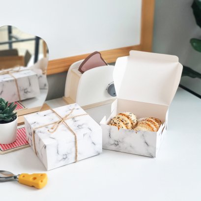 กล่องกระดาษสแน็คจัตุรัส ลายหินอ่อน