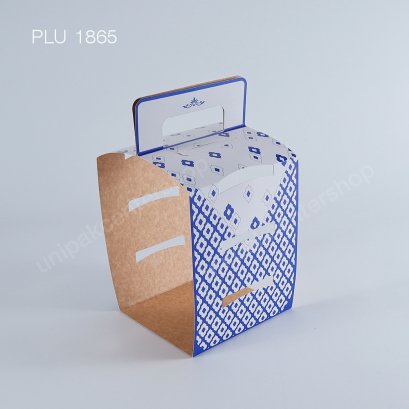 ที่หิ้วปิ่นโตกระดาษพิมพ์ลายคราม สำหรับซ้อนถ้วยกระดาษ 3 ชั้น