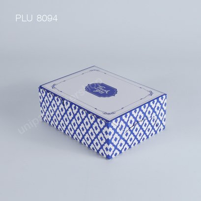 กล่องกระดาษสี่เหลี่ยมผืนผ้าพิมพ์ลายคราม Snack Box Size 12x16x6 cm