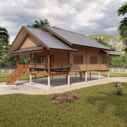 บ้านไม้หลังคาจั่วซ้อน