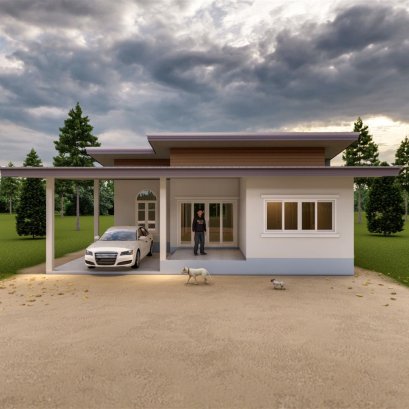 แบบบ้านโมเดิร์นชั้นเดียว 2ห้องนอน