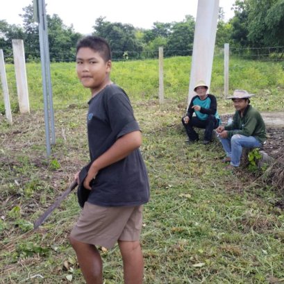 งานจิตอาสาตัดหญ้ารอบประปาหมู่บ้านเนื่องจากขาดการดูแลมานาน