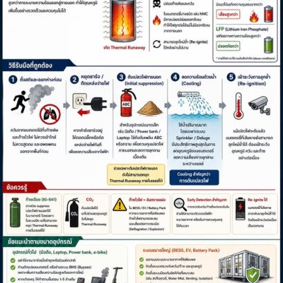  การดับไฟแบตเตอรี่ลิเทียมไอออน (Lithium-ion Battery Fire)