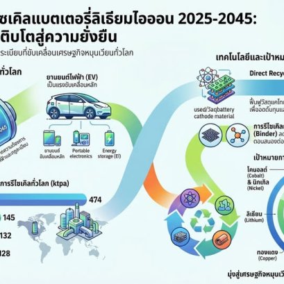  ตลาดรีไซเคิลแบตเตอรี่ลิเธียมไอออน 20252045: เกมเปลี่ยนของอุตสาหกรรมแบตเตอรี่โลก