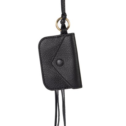 City Charm in Noir – Suede Leather Card Clip for Koiji