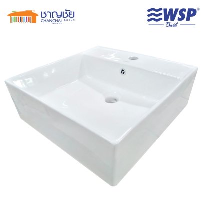 WSP รุ่น BSC-14 อ่างวางบน ทรงเหลี่ยม ผลิตจากเซรามิค สีขาว ขนาด 46x46x15.5 ซม. แถมสะดืออ่าง ฟรี!