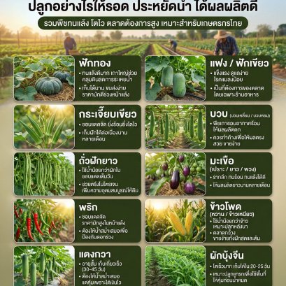 10 ผักควรปลูกหน้าแล้ง ปลูกอย่างไรให้รอด ประหยัดน้ำ ได้ผลผลิตดี