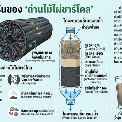 เปลี่ยนน้ำขุ่นให้เป็นน้ำใส ด้วยพลังซ่อนเร้นของ "ถ่านไม้ไผ่ชาร์โคล"