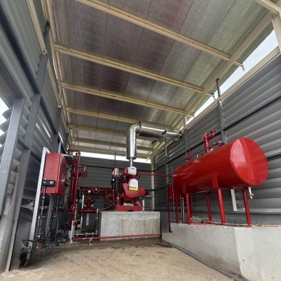 ระบบปั๊มดับเพลิง โครงการโซลาร์เซลล์ลอยน้ำ Gateway ฉะเชิงเทรา Takachiho Fire,Security & Services