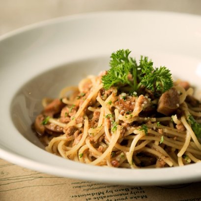 Spaghetti with Mixed Sausage and Pork Bolognese