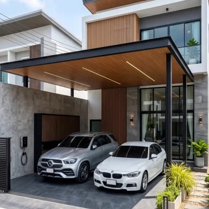 รับต่อเติมหน้าบ้าน โรงจอดรถ แข็งแรง โครงสร้างไม่ทรุด