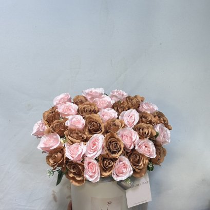 [Artificial] Coffee Pink Flower Box 30 Roses