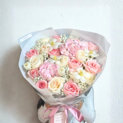 Pastel Mix Flower bouquet - white and pink