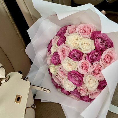 50 Shades of Pink Roses Bouquet - BEST SELLER