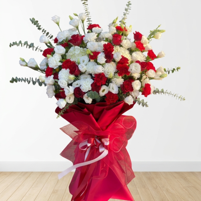 Floral Standee Red Tone สแตนด์ดอกไม้แสดงความยินดี
