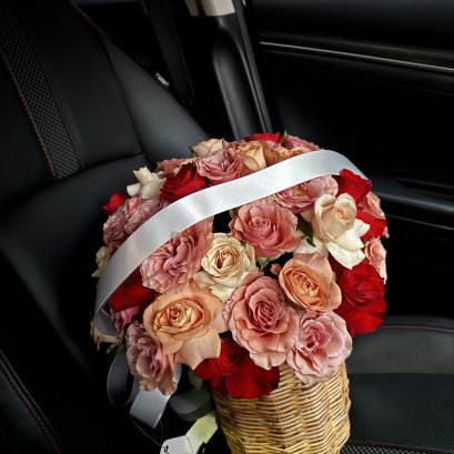 60 Red Coffee Tone Flower Basket