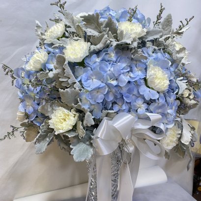 Crystal Vase Blue Hydrangea Mix Tone