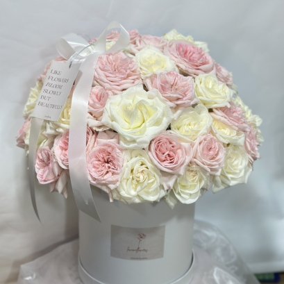40 Roses - White and Pink FlowerBox