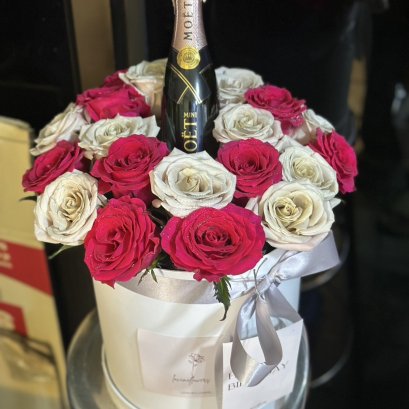 20 Majenta Coffee Rose FlowerBox