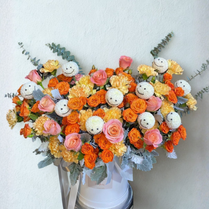XL FlowerBox Orange Tone with Smiley